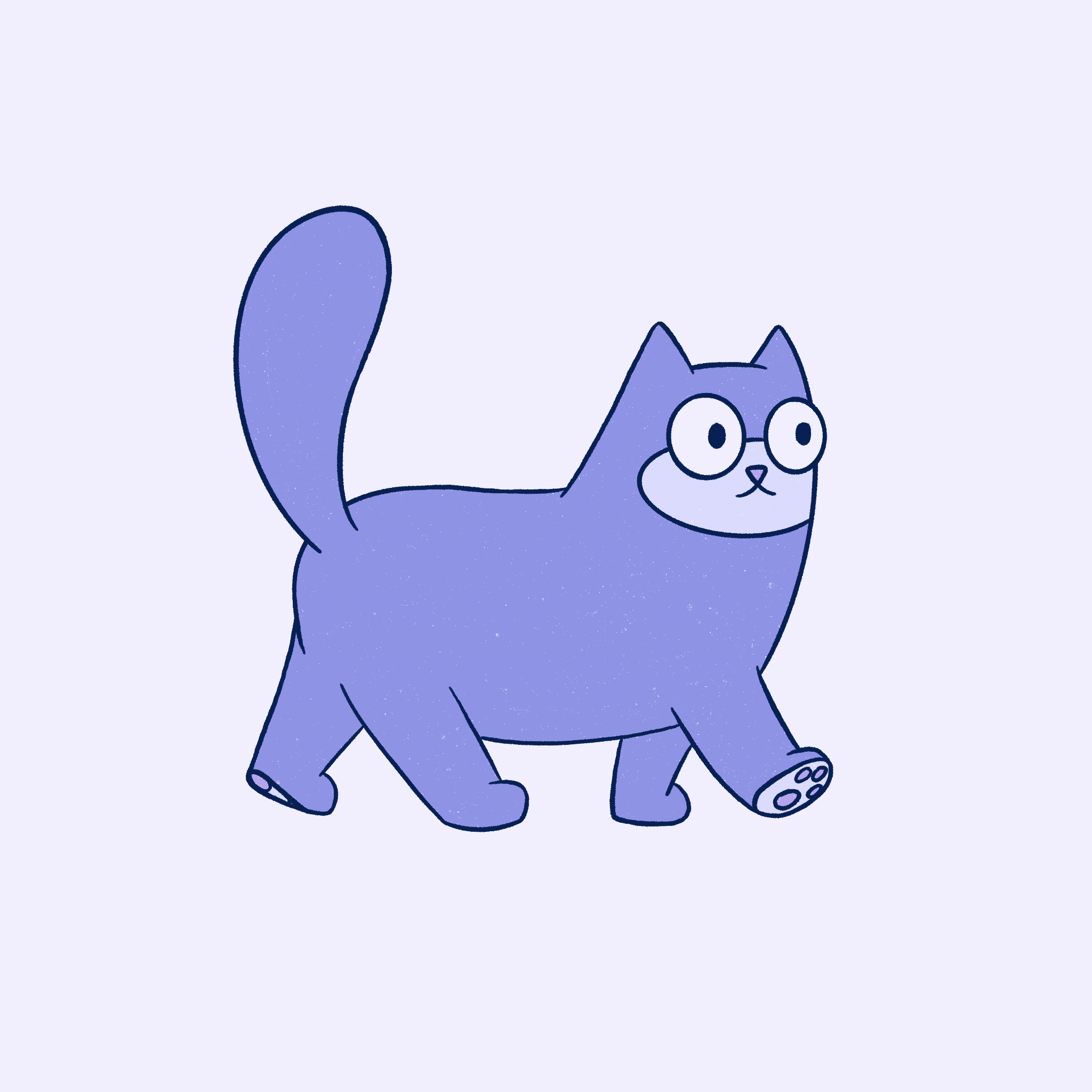 purple walking cat